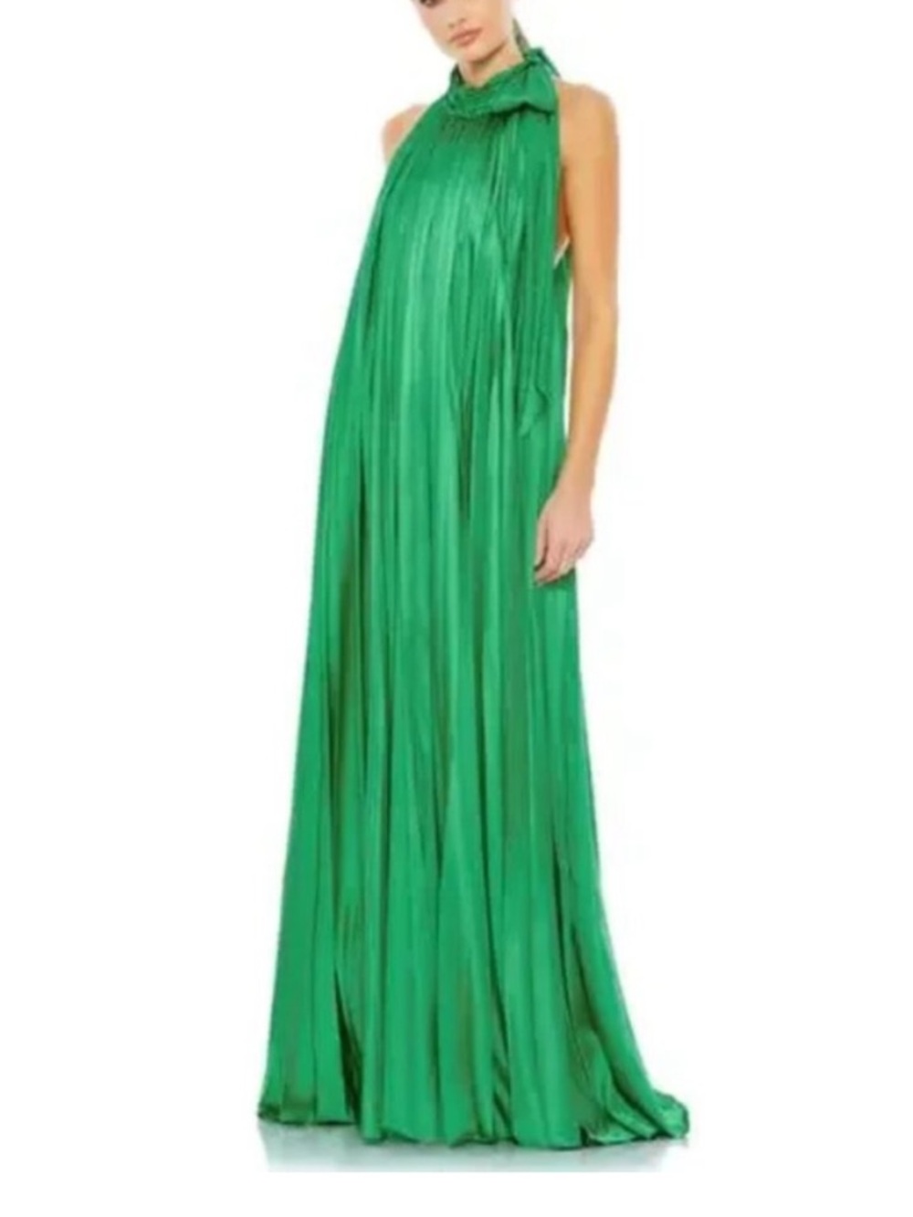 Ieena for Mac Duggal Sleeveless Emerald Green Halter Maxi Dress